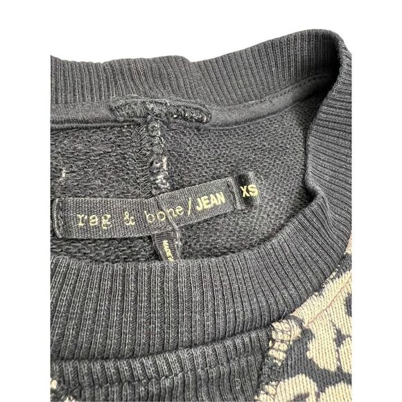 Rag & Bone Women’s XS Amoeba Knit Sweater Black & Beige Crewneck Cotton Stretch - Picture 6 of 7